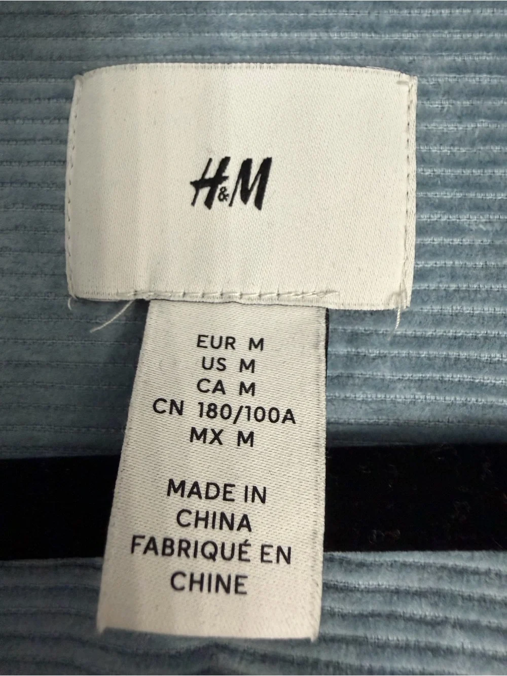 H&M Men’s Blue Corduroy Chore Jacket Zip Front Shacket Jacket